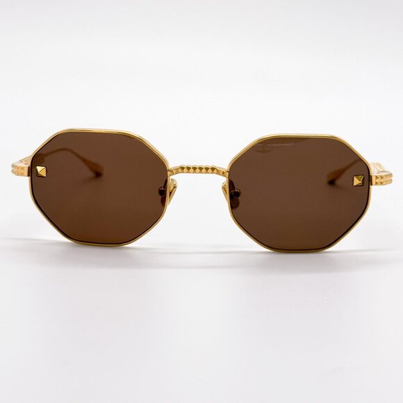 NEW VALENTINO SUNGLASSES VLS-122C GOLD/BROWN WOMEN VALENTINO EYEWEAR